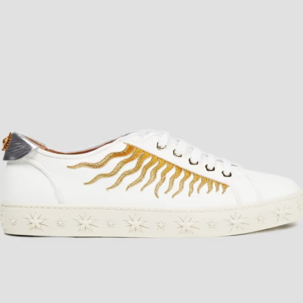 Sunray embroidered leather sneakers